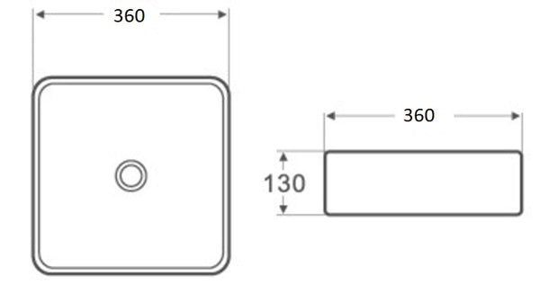 PA3636 Above Counter Basin 360*360*130mm Gloss White