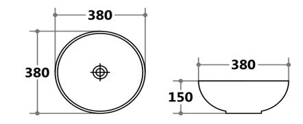 PA3838 Above Counter Basin 380*380*150mm Gloss White