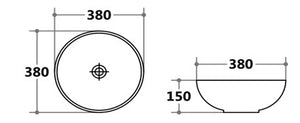 PA3838 Above Counter Basin 380*380*150mm Gloss White
