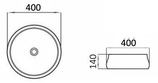 PA4014CRA Above Counter Basin 400*400*140mm White Carrara