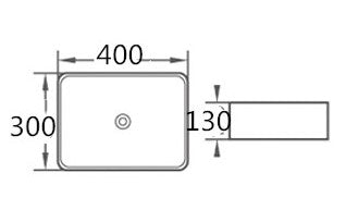 PA4030 Above Counter Basin 400*300*130mm Gloss White