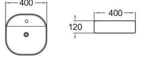 PA4040TH Above Counter Basin 400*400*120mm Gloss White