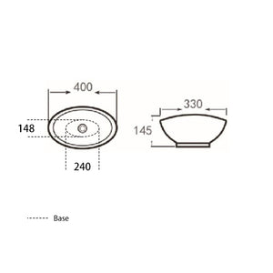PA4134 Above Counter Basin 400*330*145mm Gloss White