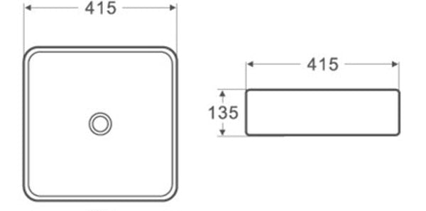 PA4141 Above Counter Basin 415*415*135mm Gloss White