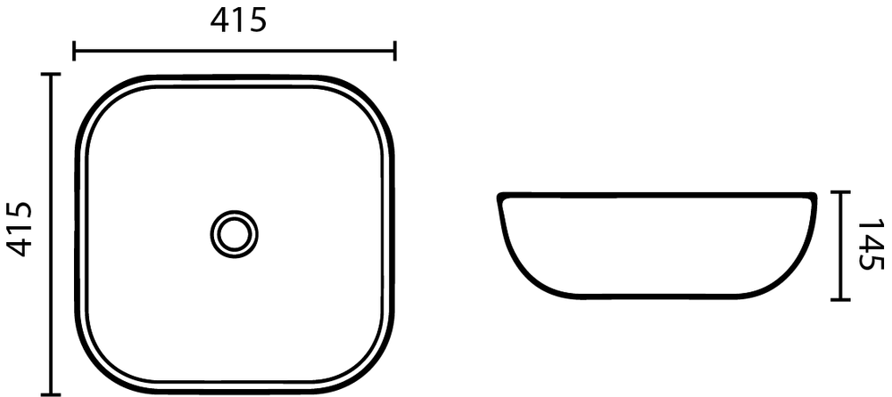 PA4242 Above Counter Basin 415*415*145mm Gloss White