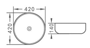 PA4242R Above Counter Basin 420*420*140mm Gloss White