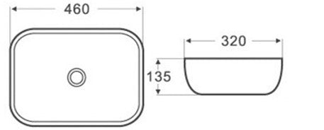 PA4632MW Above Counter Basin 460*320*135mm