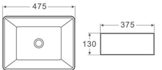 PA4737 Above Counter Basin 475*375*130mm Gloss White