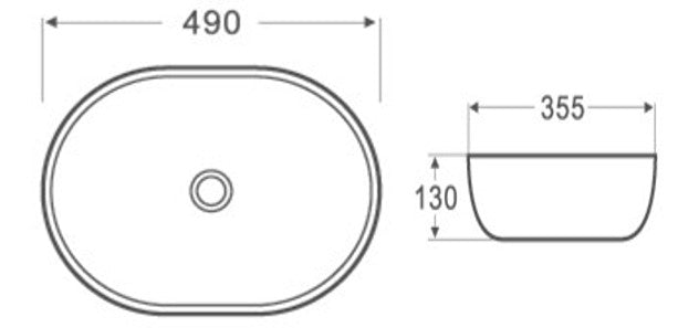 PA4935 Above Counter Basin 490*355*130mm Gloss White