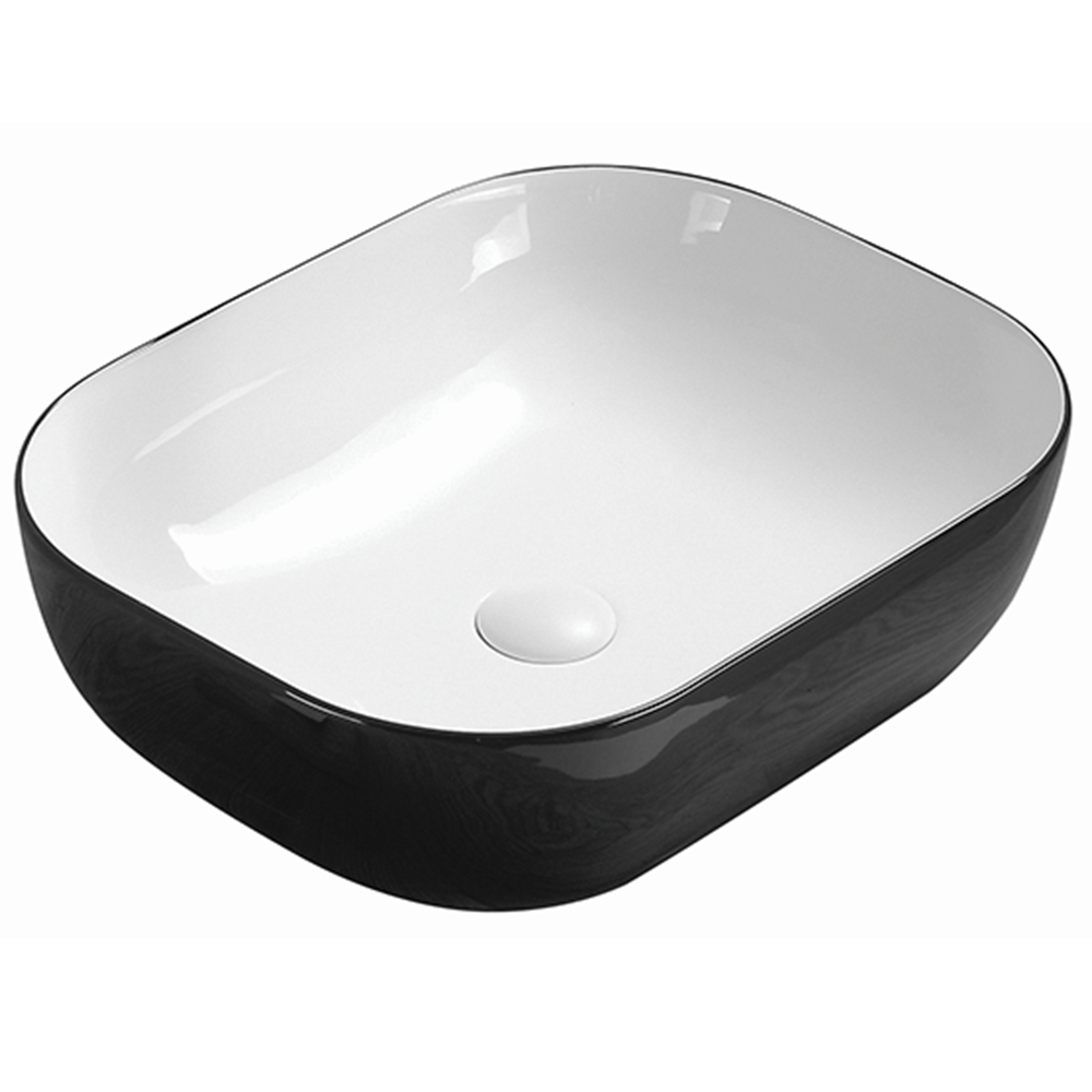 PA4939BW Above Counter Matt White Basin 505*405*140mm Matt Black outside