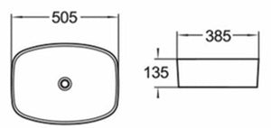 PA50385 Above Counter Basin 505*385*135mm Gloss White