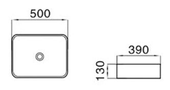 PA5039MW Above Counter Basin 500*390*130mm Matt White