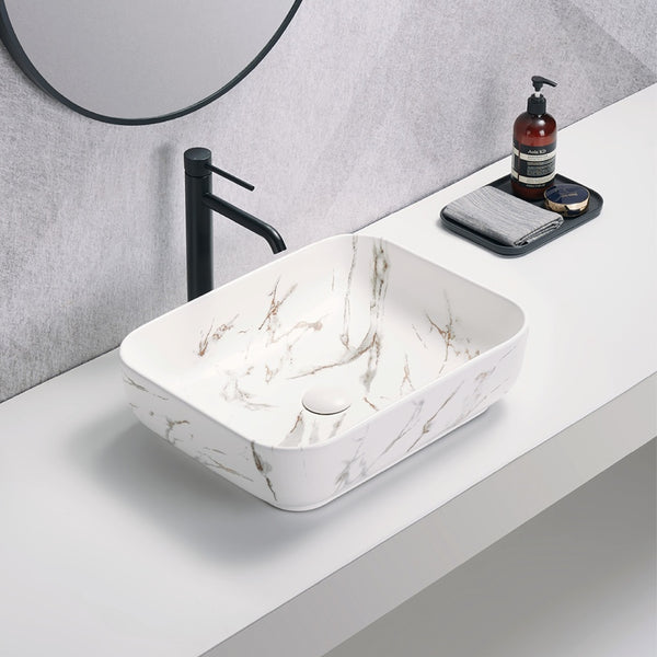 PA5039M2 Above Counter Basin 500*390*130mm White Carrara
