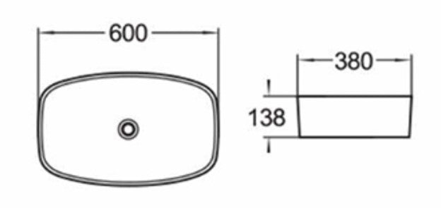 PA6038 Above Counter Basin 600*380*138mm Gloss White