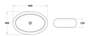 PA6040NF Above Counter Basin 600*400*150mm Gloss White Non OverFlow