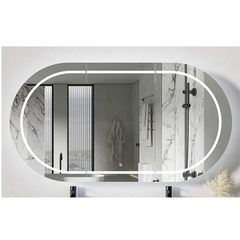 MIRO PIAZA120 PIAZA LED Mirror Shaving Cabinet in Matte White 1200x165x600mm