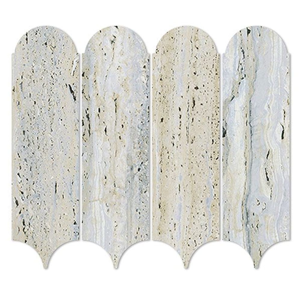 EV Tile PM-EMSVG-FEAT-M Euromarmo Mosaic Travertine Silver Gold Feather