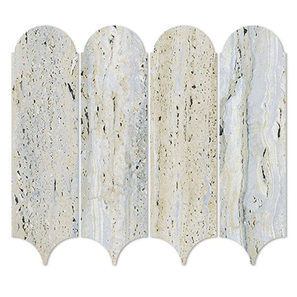 EV Tile PM-EMSVG-FEAT-M Euromarmo Mosaic Travertine Silver Gold Feather