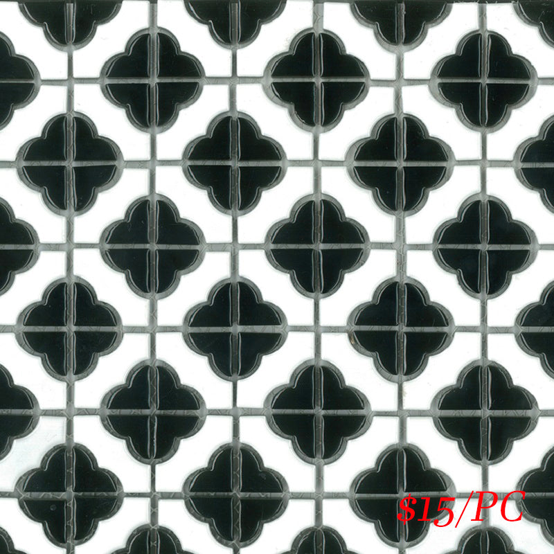 POP009 RL-135 POPPY FLOWER GLOSS BLACK 40X40MM (300X300MM PER SHEET)