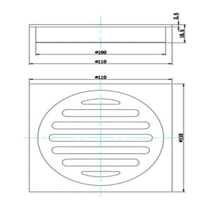 PSF01 CHROME SHOWER GRATE FLOOR WASTE DRAIN 110*110MM