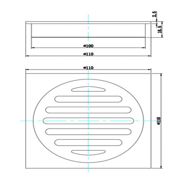 PSF01 CHROME SHOWER GRATE FLOOR WASTE DRAIN 110*110MM