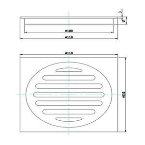 PSF01-B BLACK SHOWER GRATE FLOOR WASTE DRAIN 110*110MM