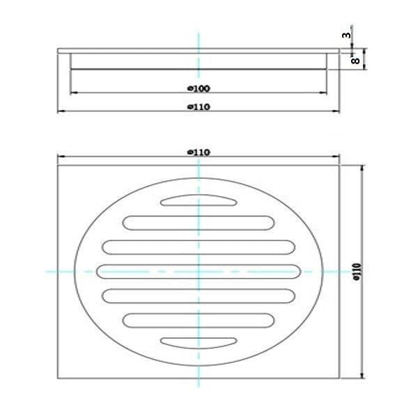 PSF01-B BLACK SHOWER GRATE FLOOR WASTE DRAIN 110*110MM