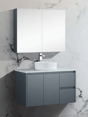 Avia Vanities Brighton Collection Mirror Shaving Cabinet Matt Grey 600mm