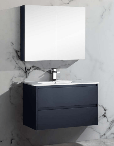 Avia Vanities Brighton Collection Mirror Shaving Cabinet Matt Black 900mm