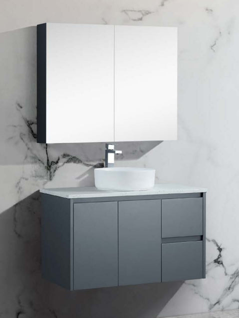 PSH-9075MB Brighton Collection Mirror Shaving Cabinet Matt Black 900mm