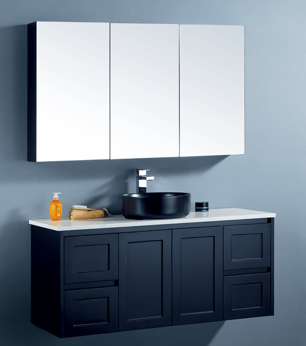 Avia Vanities Brighton Collection Mirror Shaving Cabinet Matt Black 1200mm