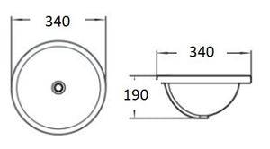 PU3434 Undermount Basin 340*340*190mm