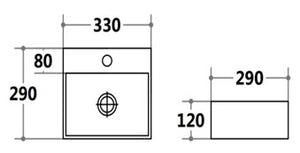 PW3329 - Above Counter / Wall Hung Basin 330x290x120MM