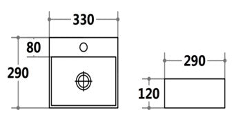 PW3329 - Above Counter / Wall Hung Basin 330x290x120MM