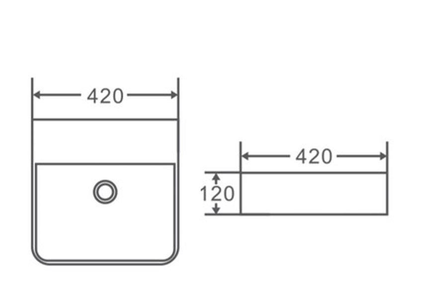 PW4242NTH - Above Counter / Wall Hung Basin 420x420x120MM
