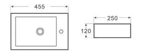 PW4525L - Above Counter / Wall Hung Basin 455x250x120MM