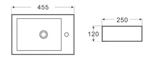 PW4525L - Above Counter / Wall Hung Basin 455x250x120MM