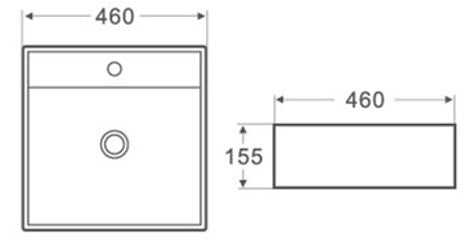 PW4646 - Above Counter / Wall Hung Basin 460x460x155MM
