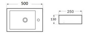 PW5025L - Above Counter / Wall Hung Basin 500x250x130MM