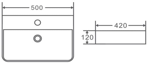 PW5042 - Above Counter / Wall Hung Basin 500x420x120MM