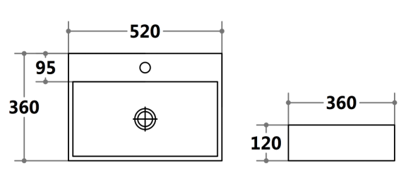 PW5236 - Above Counter / Wall Hung Basin 520x360x120MM