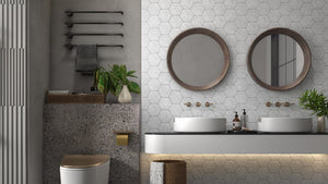 PRD LGY30HEX PARADIGM LIGHT GREY HEXAGON MOSAIC 300X300MM