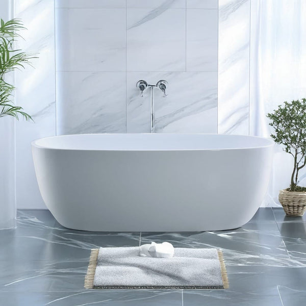 Noveen Bathtubs BTP1700GW Paris Freestanding Bathtub Gloss White 1700mm (Long) x 800mm (Wide) x 580mm (Height) (Copy)