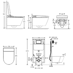 Noveen Toilets V7201 — PARIS SMART Rimless Wall Hung Toilet Suite