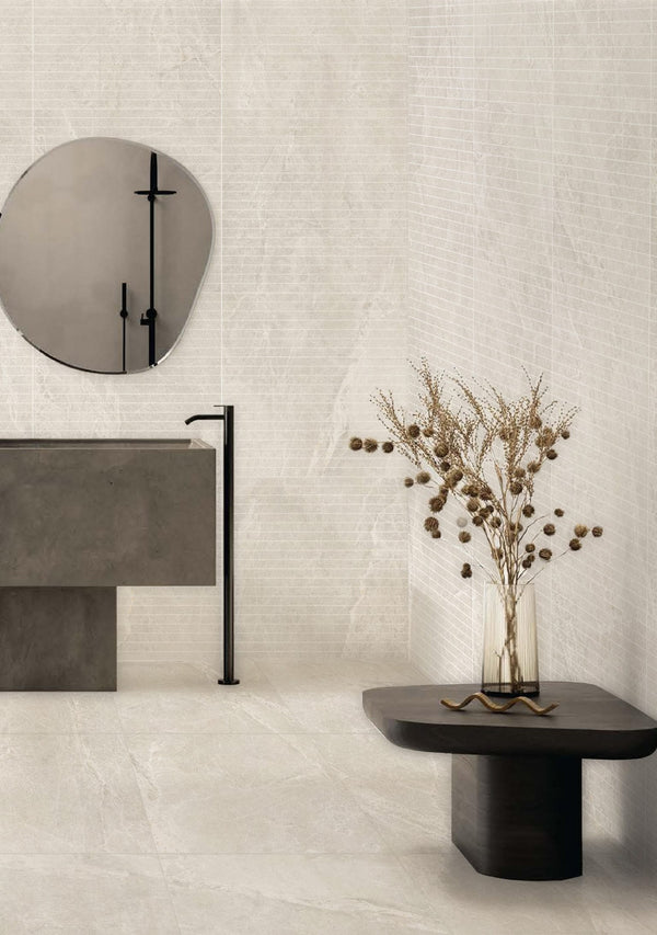DSS Tile Pietra Milk Strip Mosaic 28x600mm Strips 300X600X10mm
