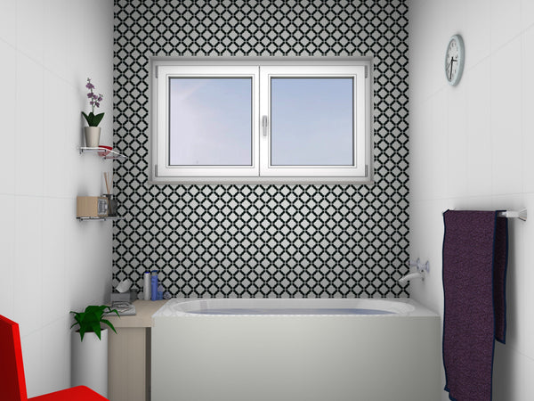GNS Tile Poppy Flower Gloss White Mosaic Tile 40x40mm (300x300mm/Sheet)