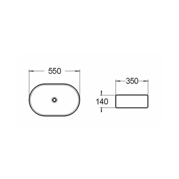 PA5535BW Above Counter Basin 550*350*140mm