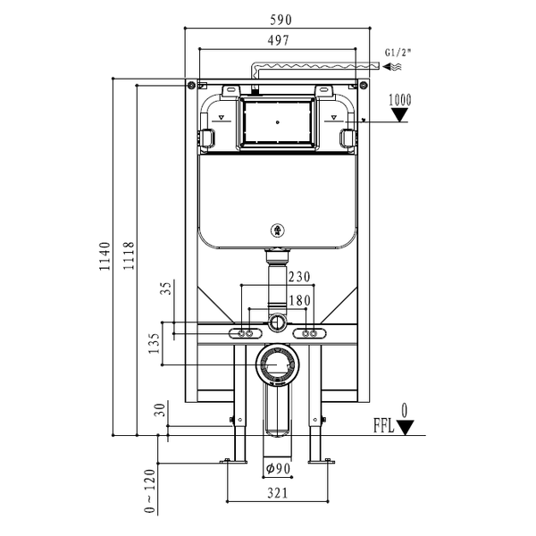 Noveen Toilets MCW-03 — R&T Wall Hung Concealed Cistern (For Wall Hung Pan)