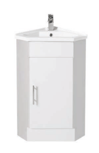 Serin Collection Corner Vanity 410mm - Gloss White Single Bowl