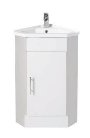 Avia Vanities Serin Collection Corner Vanity 410mm - Gloss White Single Bowl